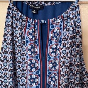 Max Edition Blue Printer Halterneck Dress Sz S EUC